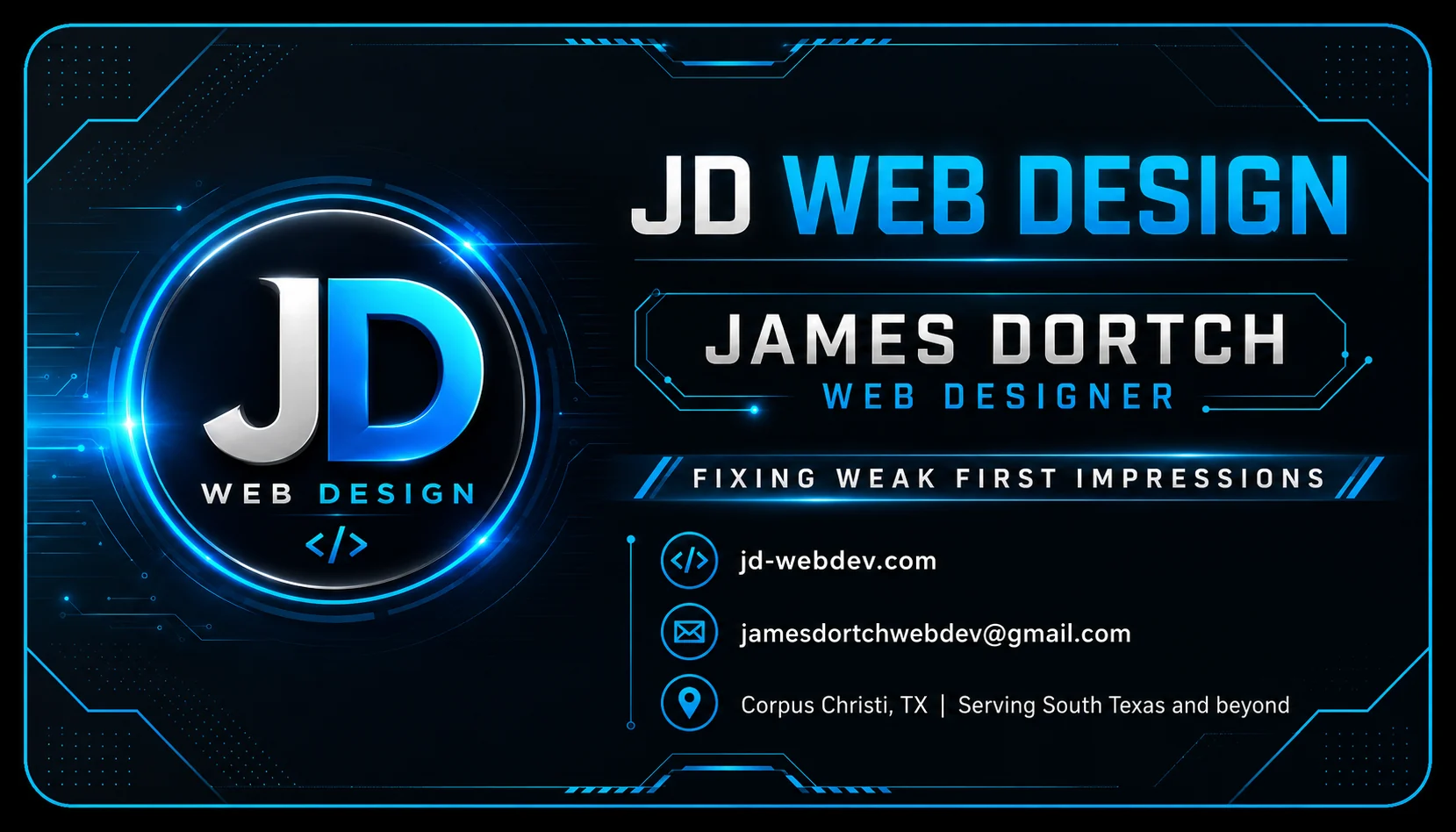 JD Web Design branded business card artwork